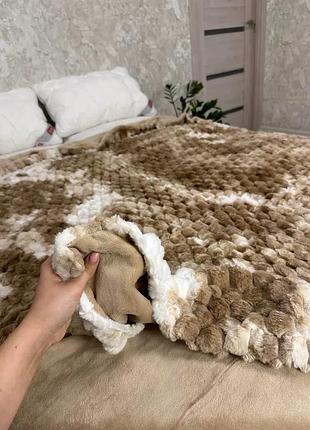 Плед-покривало "кролик" 200×230 пухнасте декоративне плед-покривало для великого ліжка