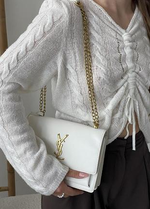 Трендова біла шикарна сумочка в стилі ysl white женская белая роскошная сумка бренд новинка