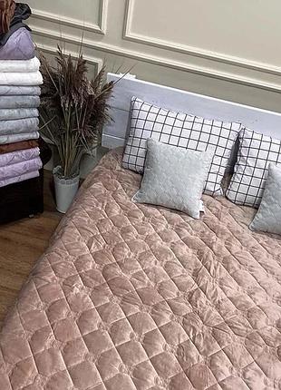 Покривало полуторне шанель стьобане люкс велюр 160×220 в сумці