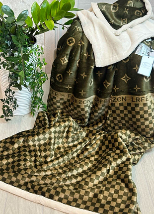 Велюровое покрывало на овчине евро 200×220 премиум комфорт