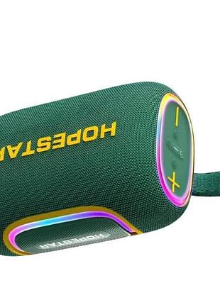 Колонка акумуляторна бездротова bluetooth bt5.3 65w, 8000mah, rgb, tws, 6h hopestar h58 зелена