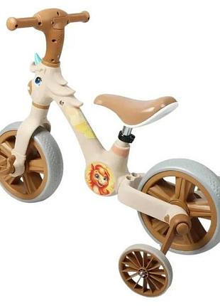Велосипед дитячий зі страхувальними колесами знімними best trike jm-1071-9 коричневий