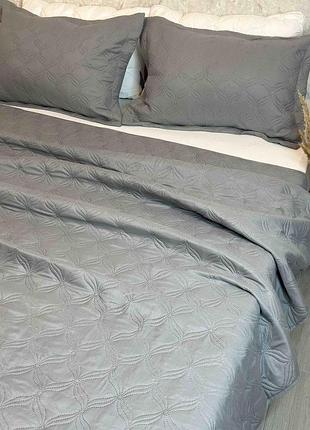 Коттонове покривало двоспального розміру 210х230 см акуратна стьожка в сумці + 2 наволочки комплект