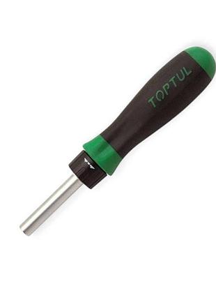 Отвертка-вороток для бит 1/4", 185 мм с трещоткой магнитная toptul