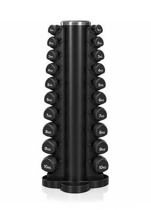 Гантельный ряд 1-10 кг generation fitness ff51d6c-1-10kg (уретан) со стойкой "бочка" dr-18, для организации пространства спортзала