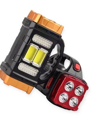 Фонарь диодный 40 led + cob, usb, акб 1500 мач, солнечная батарея panther