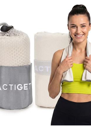 Рушник спортивний actiget 80 x 40 см з мікрофібри act0186 beige, для дому, тренувань і подорожей, для активного способу життя