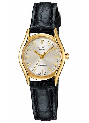 Женские часы casio ltp-1094q-7a с классическим дизайном и кожаным ремешком