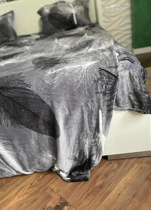 Велюровая постель объемной текстуры 3d евро формат четыре наволочки в сумке