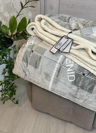 Велюровое покрывало на овчине 160×220 пушистая уютная турция