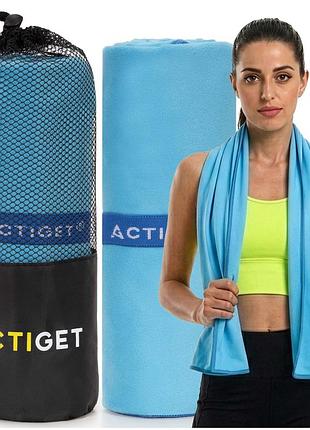 Полотенце спортивное actiget 180 x 100 см из микрофибры act0193 sky blue, для дома, тренировок и путешествий