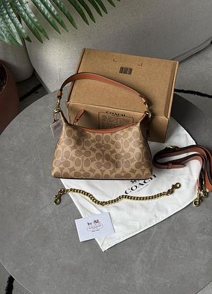 Сумка coach juliet bag in signature canvas beige/gold