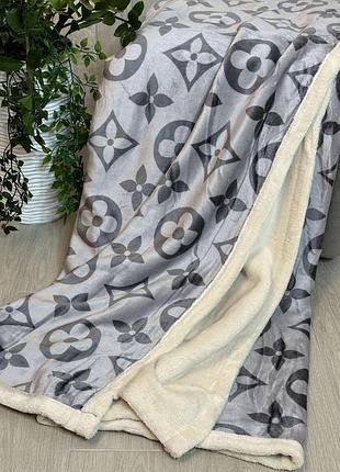 Тепле велюрове покривало 160×220 з м’якою овчиною в турецькій сумці
