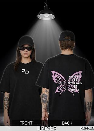 Оверсайз футболка унісекс butterfly чорна rdpr_033