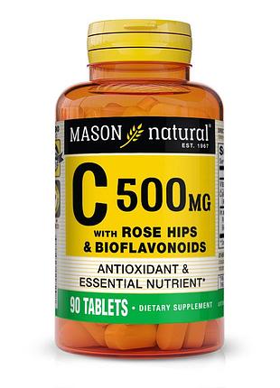 Витамины и минералы mason natural vitamin c 500 mg with rose hips and bioflavonoids complex, 90 таблеток
