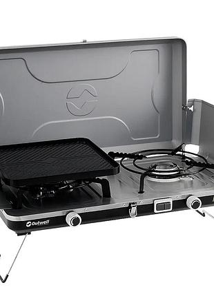 Портативная газовая плитка outwell merapi pro duo deluxe (651270), для пикника, кемпинга и дачи, для гриля, для приготовления мяса
