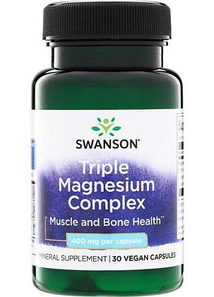 Комплекс магнію swanson triple magnesium complex 400 mg, 30 вегакапсул