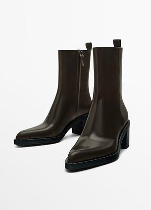 Шкіряні ботильйони massimo dutti 👍 5