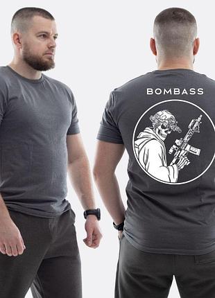 Мужская классическая футболка с принтом bombass военный скелет с винтовкой, графитовый