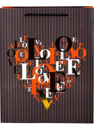 Подарочный пакет "love", 32*26*12 см elisey