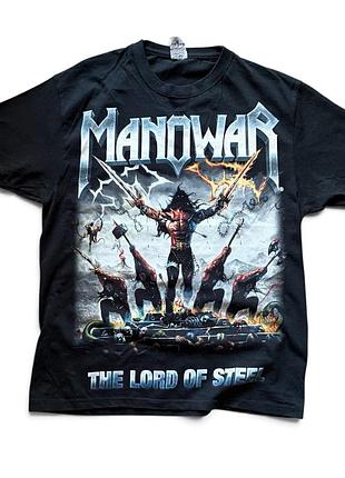 Чорна мерчова футболка manowar rock guitar concert