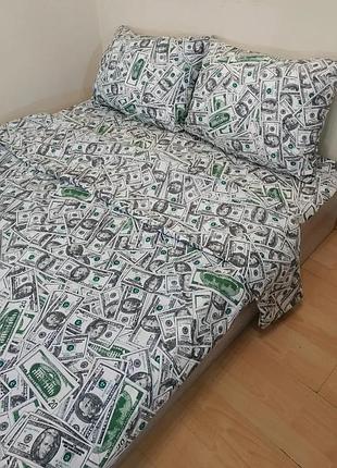 Сімейний комплект постільної білизни на гумці бязь — монети
