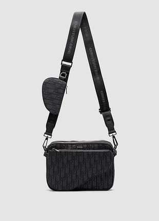 🦁 dior saddle triple pouch black oblique jacquard 23 х 15 х 5 см