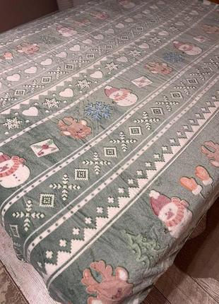 Новорічне полуторне покривало з м’якого велюру для затишної спальні