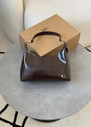 Сумка coach juliet shoulder bag in glazed leather brown/gold