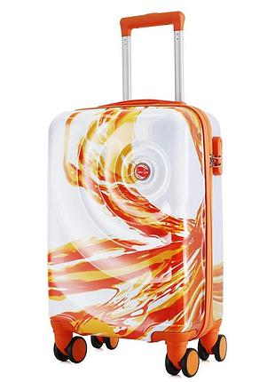 Чемодан semi line 20" (s) белый/оранжевый print (t5655-1), для перевозки багажа и личных вещей, для организованной упаковки вещей