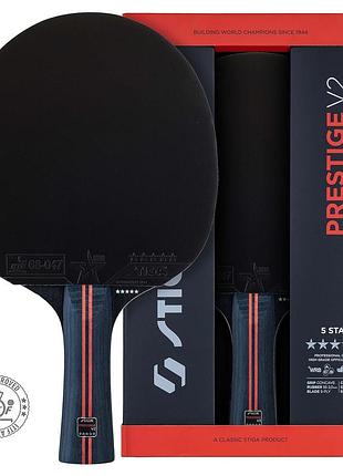 Ракетка для настольного тенниса stiga prestige v2 5-star fl (1215-1305-35), для турнирных матчей, для школы и секции, для взрослых