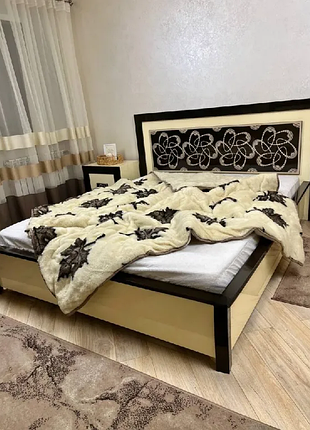 Одеяло из овечьей шерсти полуторное орех