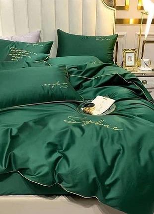 Сатинова постіль crown євро розміру 200х220 ідеальний вибір на резинці