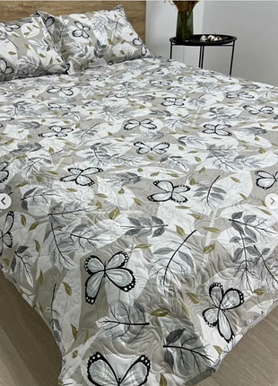 Покривало стьобане бавовняне євро 200x230 і наволочки 50x70 2 шт koloco на ліжко