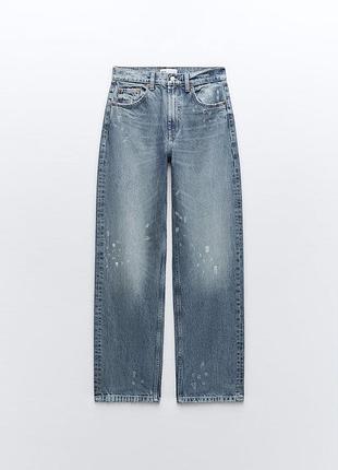 Джинси mid rise regular zara синие прямые