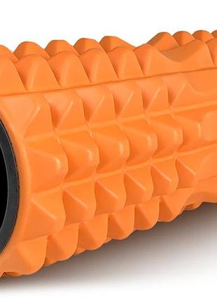 Массажный ролик easyfit grid roller 33 см v.1.2 с заглушками с двух сторон (оранжевый) лучшая цена с быстрой доставкой по украине