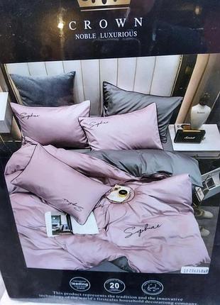 Двоспальний комплект crown 180х220 з м’якого сатину домашній затишок