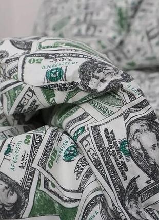 Евро комплект постельного белья голд с принтом доллары