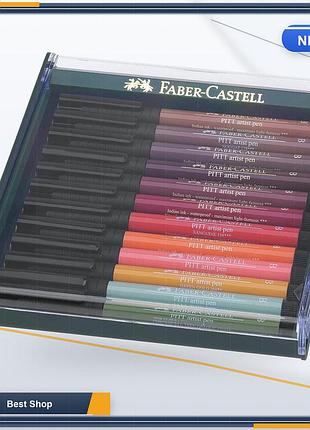 Набір маркерів-пензлів faber-castell pitt artist pen b земних відтінків erdfarben 12 кольорів водостійкі світлостійкі тушеві