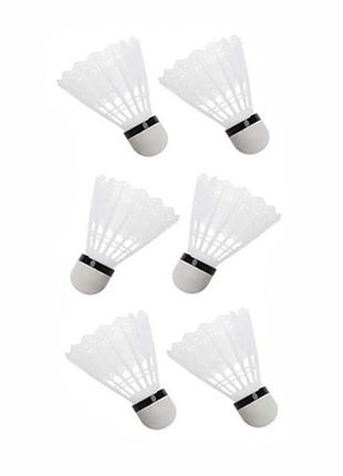 Набір воланів нейлонових для бадмінтону newt badminton shuttlecocks 6 шт білі ne-bd-004w, для гри в залі, для активного відпочинку