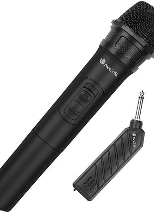 Микрофон, ngs singer air vhf 268.1mhz динамический беспроводной 20м plug&play 6.3мм on/mute/off чёрный