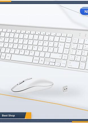 Беспроводной набор клавиатура и мышь cimetech 2.4g qwertz белый, ультратонкий компактный комплект для pc