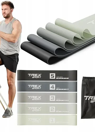 Набор резинок для фітнесу trex sport tx-065rbg 1-18 кг для фитнеса, разминки, растяжки, силовых упражнений и занятий дома