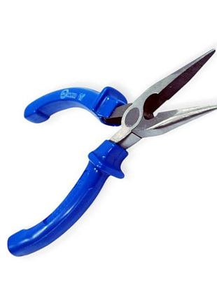 Длинногубцы прямые 160 мм синие ручки intertool