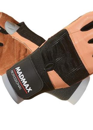 Рукавички для фітнесу madmax mfg-269 professional коричневий s, для тренажерного залу, для надійного хвату, для чоловіків і жінок