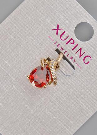 Кулон xuping с красным кристаллом и белыми стразами d-16х10мм+- позолота 18к