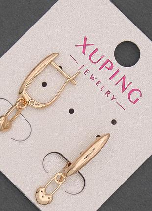 Серьги xuping d-5мм+- l-24мм+- позолота 18к