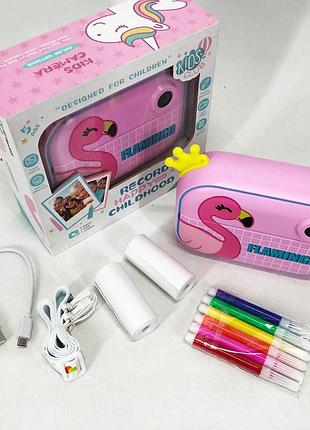 Детский фотоаппарат print camera yt008 pink, детский фотоаппарат с функцией селфи nj-31