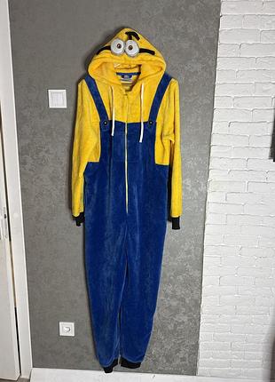 Плюшеве кігурумі з капюшоном суцільна піжама міньон minions xs-s