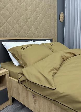 Однотонний сатиновий комплект crown євро розміру 200х220 для спальні